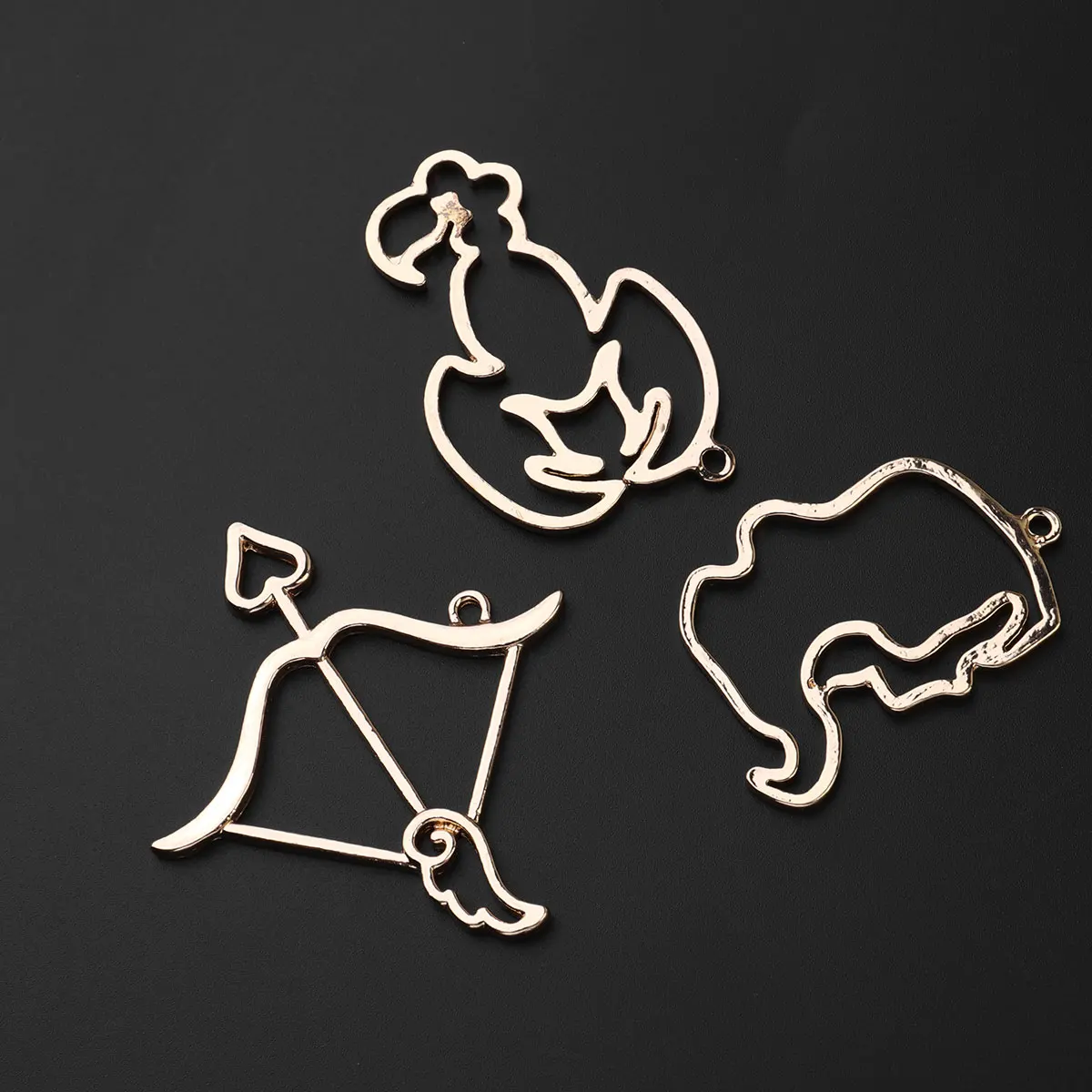 

12pcs Diy Crystal Epoxy Metal Frame Holder Twelve Themed Pendent Charms For Crafts Accessory Gift Golden