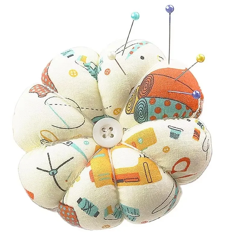 Cotton needle insert pad Pumpkin Soft Fabric Button Wrist Strap for Cross Stitch Sewing Safety Pin Cushion DIY sewing tools