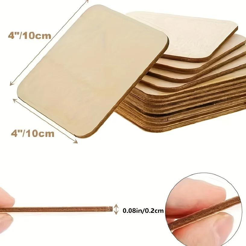 10PCS DIY Natural Wood Chips Unfinished Blank Pieces Painting Coasters Spelling Games Home Decoration Holiday Christmas Gifts