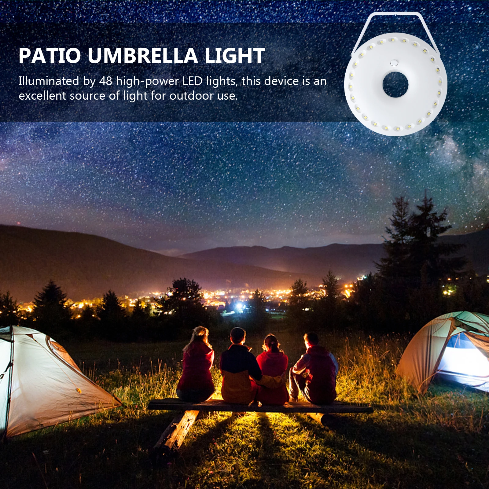 

48 LED Camping Lantern Tent Light Outdoor Umbrella Pole Lamp White High Brightness Energy Saving Long Life Easy for Patio