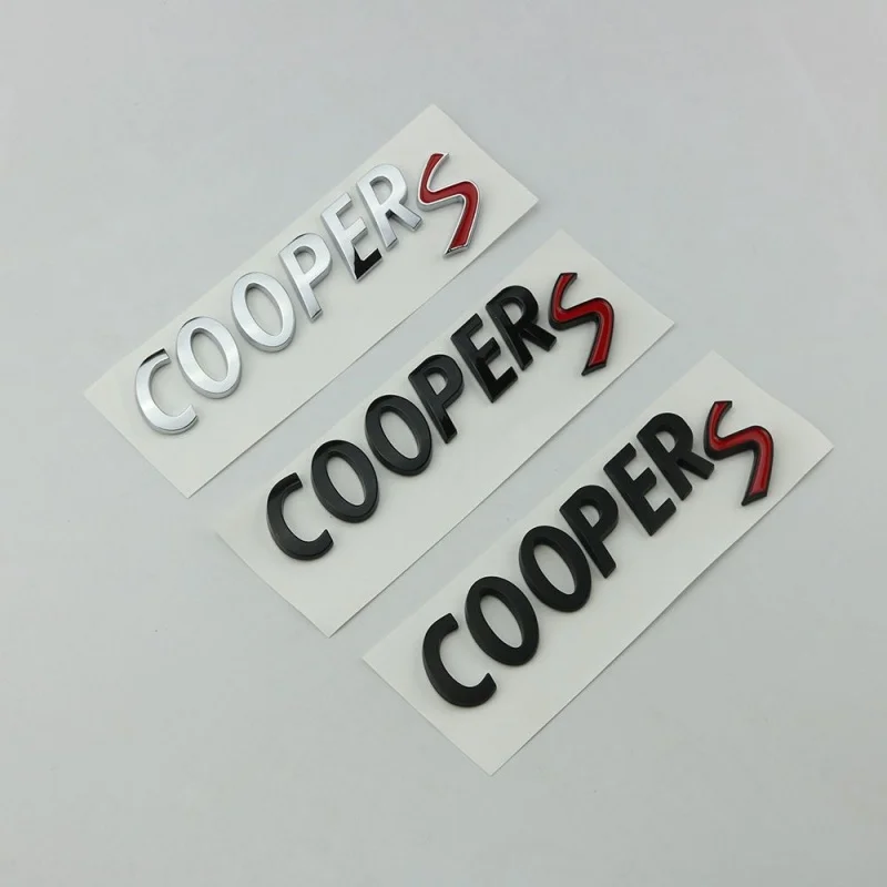 

3D ABS Chrome Black Logo Cooper S Emblem Letters Car Rear Trunk Badge Self-adhesive Sticker Accessories