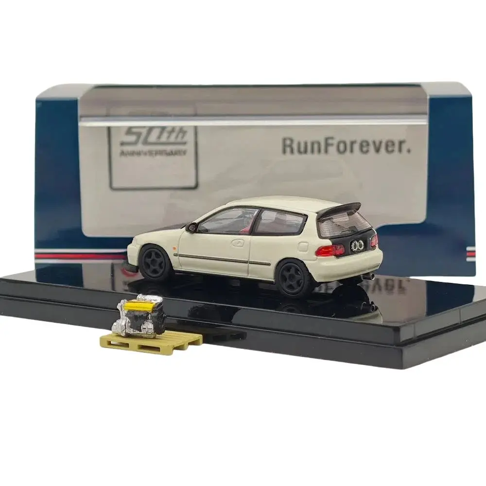 Hobby HJ64 1/64 para (EG6) versión personalizada estilo JDM con modelo de pantalla de motor blanco HJ642017AW colección de coches de juguete fundido a presión