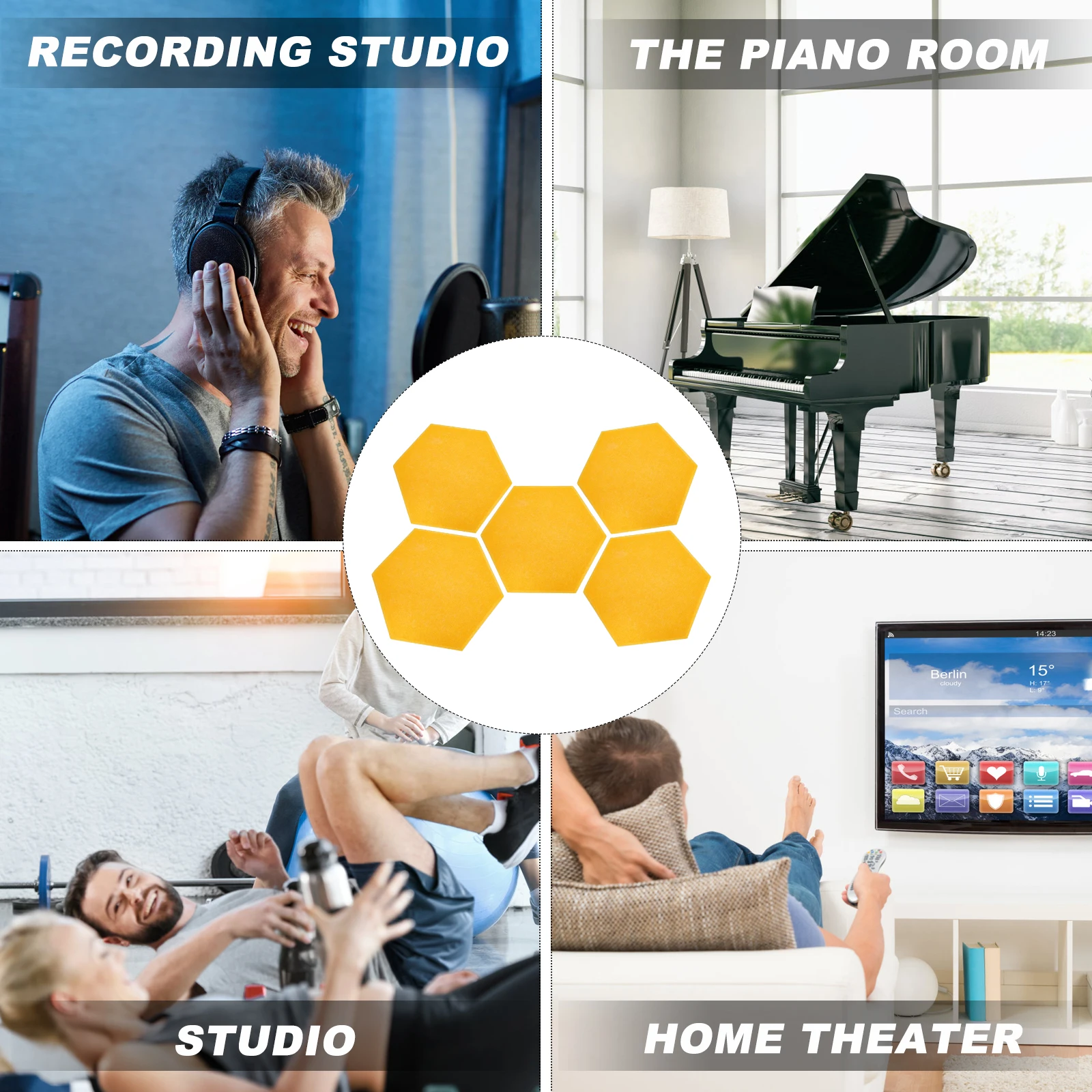 

5 Pcs Acoustic Absorption Sponge Board Soundproof Panel for Gym School Ktv Acoustic Panel Studio Fiber Material