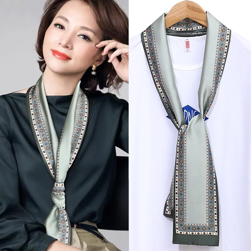 1 قطعة 150x14 سنتيمتر الكورية نمط وشاح حريري ربيع الخريف صغيرة ضيقة طويلة الشعر التعادل مربع وشاح دعوى قميص