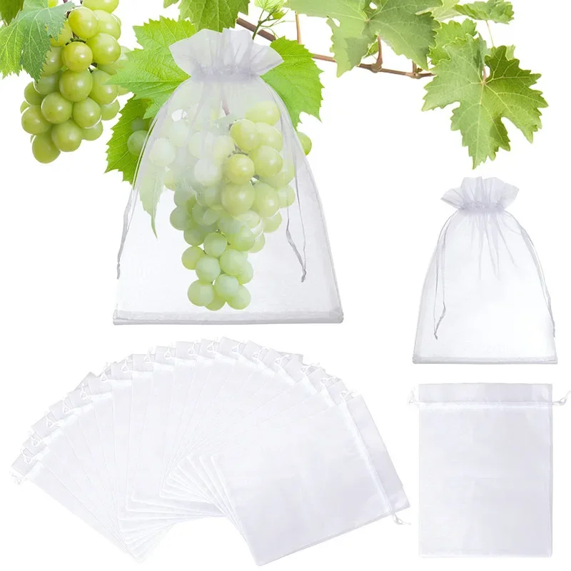 

100 Pieces Grape Strawberry Fruit Grow Bags Net Plant Protection Bags For Pest Control Garden Tools Anti-Bird Garden stuff Net