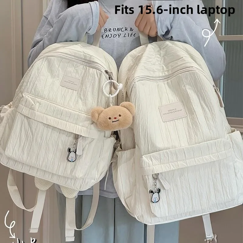 Lightweight Casual Women's Backpack College Student Middle School Girl Bookbag Trendy Design Korean Style Ins Wind Soft Shoul...