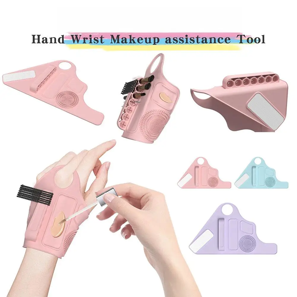 Silicone Makeup Auxiliary Hand Strap Makeup Pad Makeup Brush Storage Glove Holes Gloves Dust Clean Pencil Brush Holder