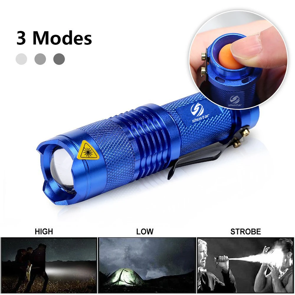 Colourful Waterproof LED Flashlight High Power Mini Spot Lamp 3 Models Zoomable Camping Equipment Torch Flash Light