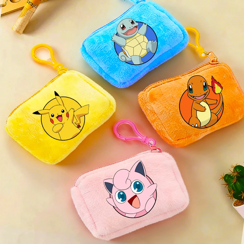 

Pokemons Kids Plushd Coin Purse Cute Anime Party Game Gift Boys Girl Portable Portable Wallet Man Key Card Zipper Pure Mini Bags