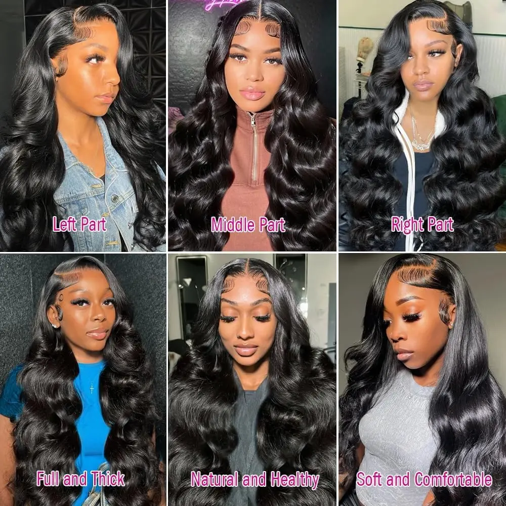 100% Human Hair Brazilian 30 42 Inch Body Wave 13x4 13x6 HD Transparent Lace Front Wig Black 5x5 Lace Frontal Wigs Pre Plucked image 5