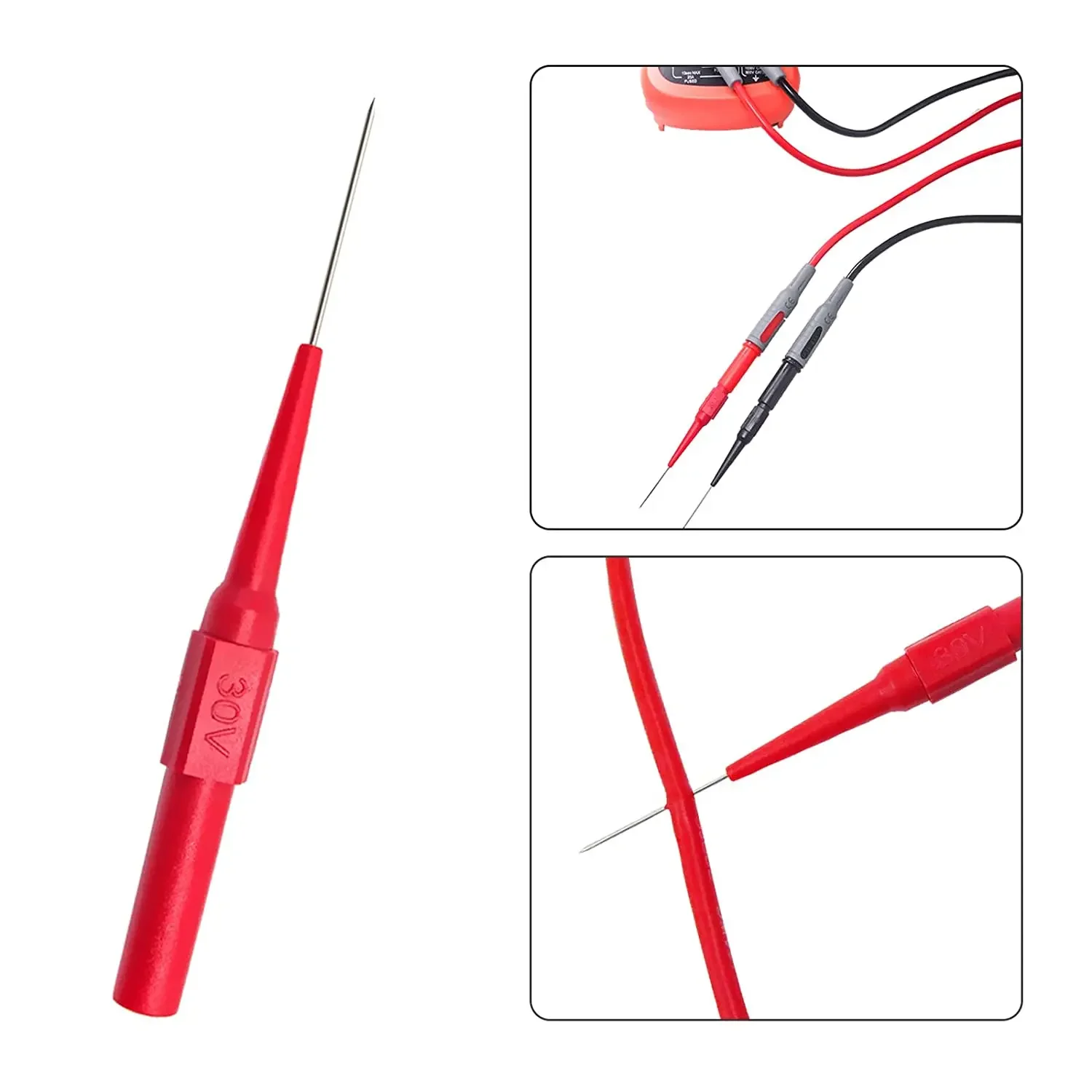 1/2/4 Pcs 0.7MM 30V Car Tip Probes Diagnostic Multimeter Tools Back Piercing Needle Tip Probes Autotools Automotive Kit Machine