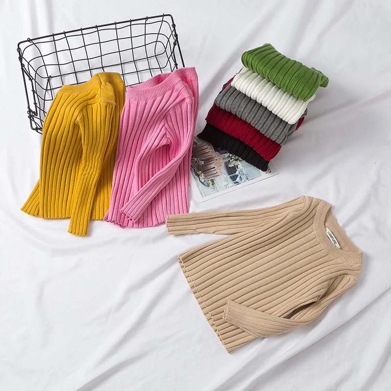 MILANCEL Autumn Kids Sweaters Solid Girls Pullover Candy Color Boys Sweaters Children Base Knit Wear