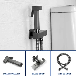 Square Brass Bidet Faucet Single Cold Water Tap Handheld Bidet Spray Shower Set Toilet Shattaf Sprayer Douche Hygienic Shower