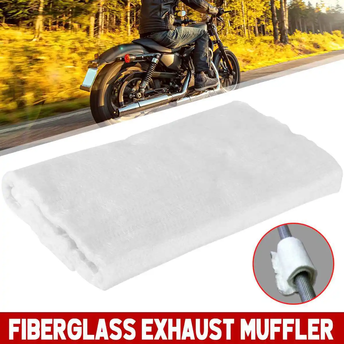 1PC Motorcycle Exhaust Pipe Muffler Cotton Glass Fiber Needle Felt Heat Insulation Heat Resistant High Temperature Anti-Scaldin