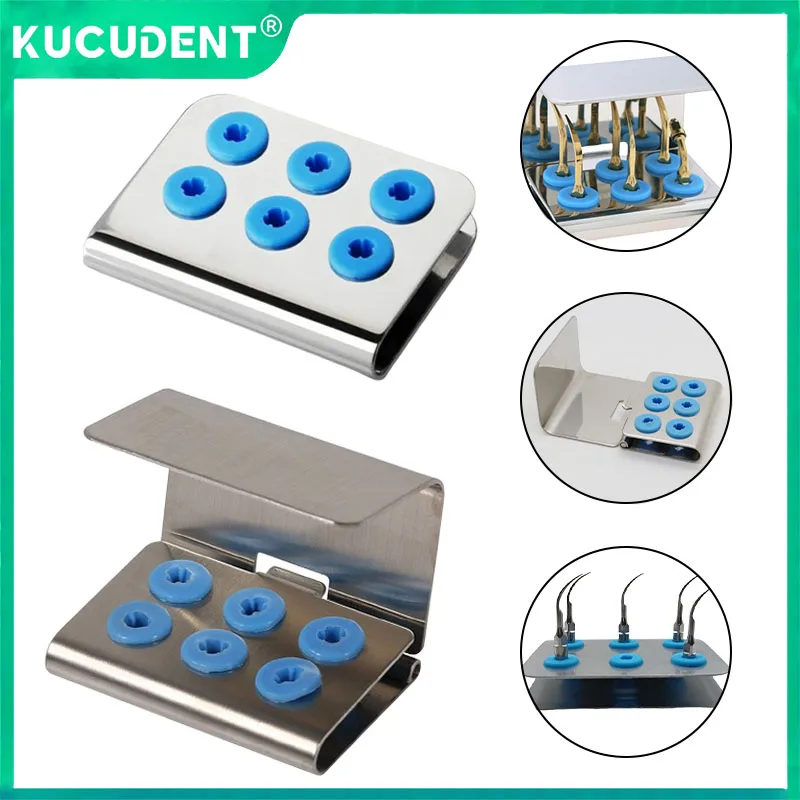 

6 Holes Dental Ultrasonic Scaler Tip Holder Disinfection Box Autoclavable Sterilizer Case with Cover for Bur Drills Endo File