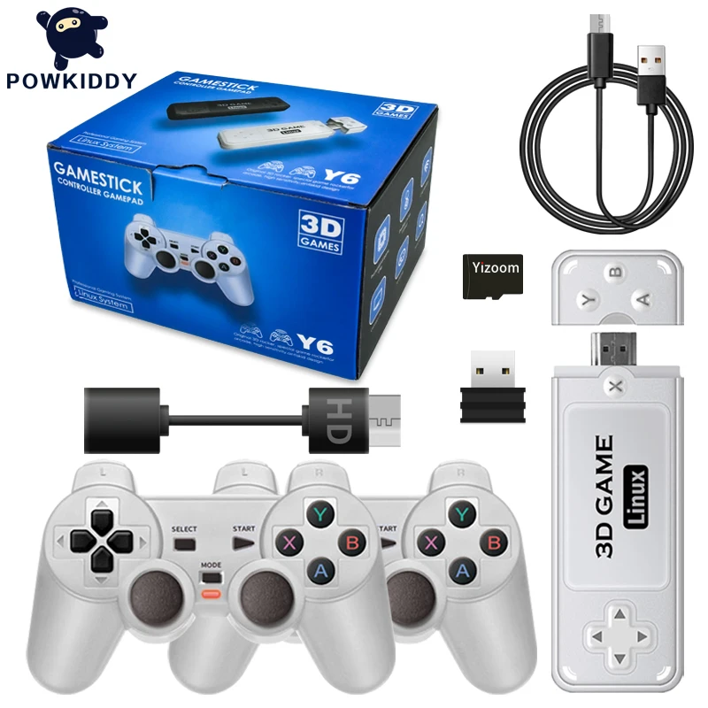 Recalbox Y6 Family Video Players Portable Retro Handheld 2.4G Wireless Controllers 4K HD TV Console Gaming Stick PS1 Game