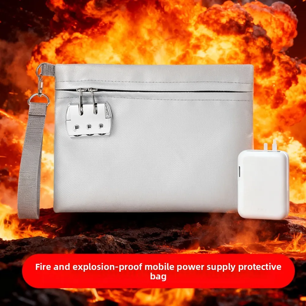 Fireproof Code Lock Fireproof Document Bag Heat-resistant with Lock Safety File Folder Waterproof Large Capacity