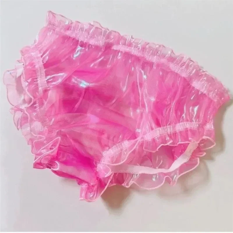 

Sexy Lingerie Soft Comfortable Leak Proof Panties Shiny See Through Glossy Loose Briefs Sissy FKK Party Live Show Dance Costumes