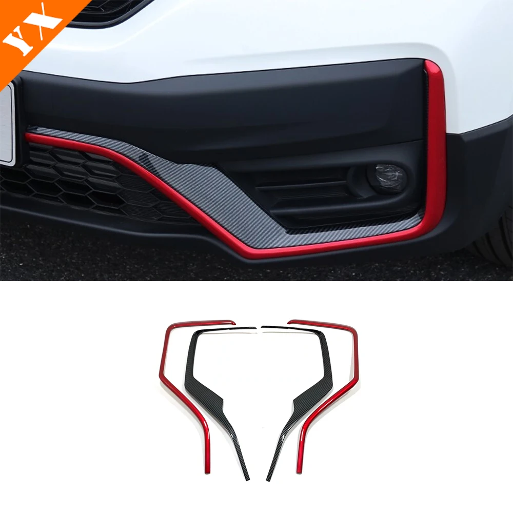 Chrome Carbon Black Look Car Front Fog Light Lamp Trim Cover Auto Bumper Protector Accessories For Honda CR-C CRV 2021 2022