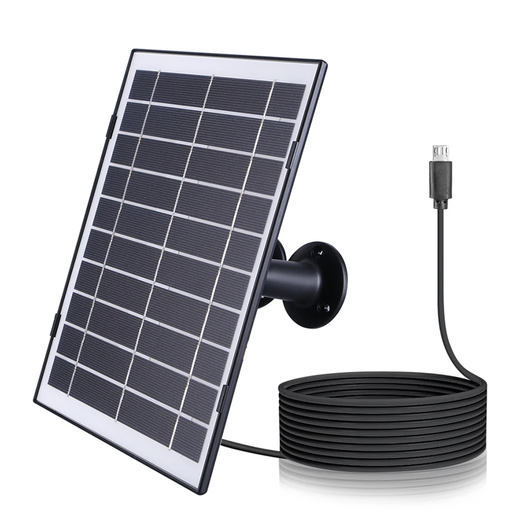 30W Solar Panel for Camera Micro USB/USB-C/DC5521 Solar Panel Kit 9.8Ft Charging Cable Compatible with EufyCam/Wyze Cam