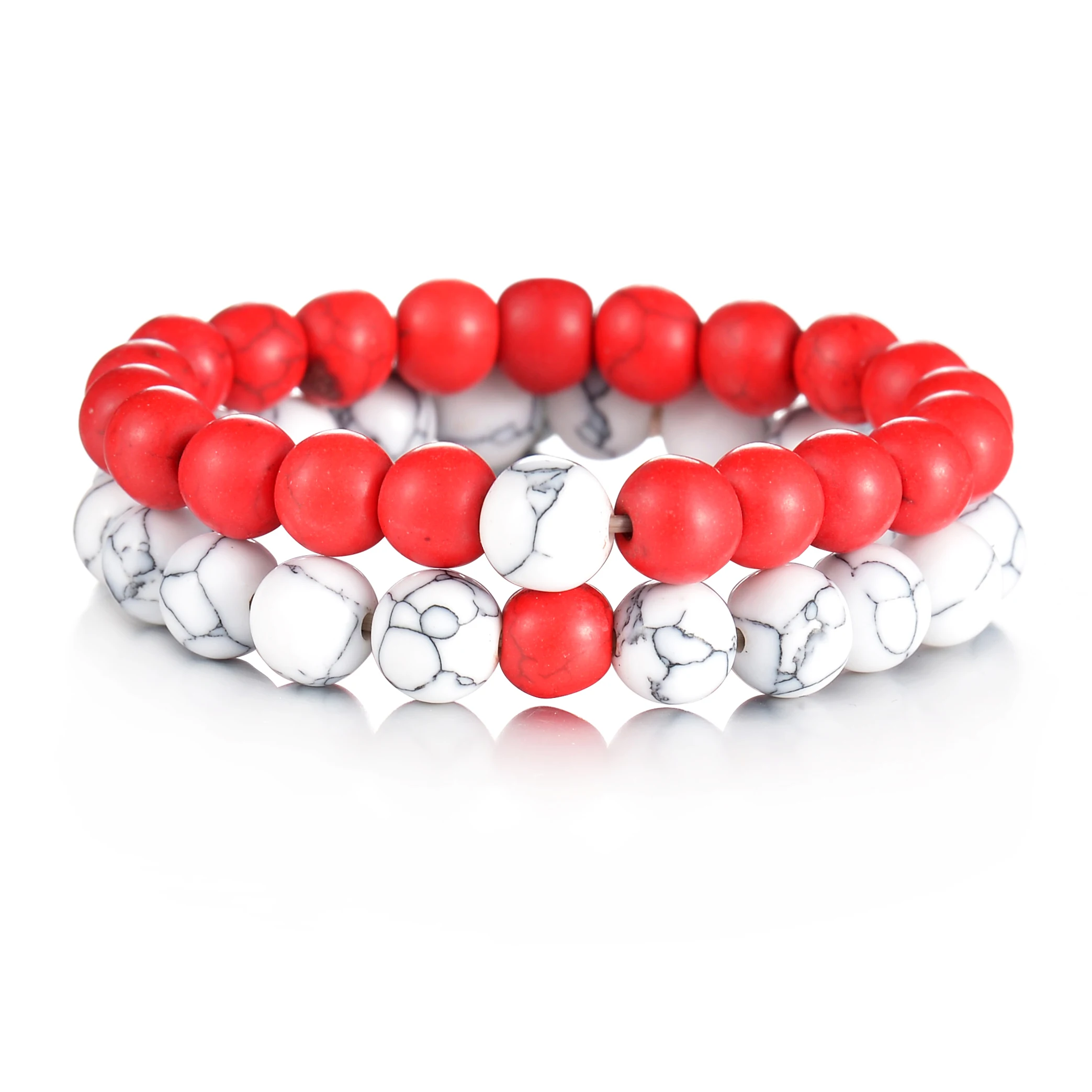 New Fashion 2022 Natural White Red Stone Beaded Bracelet Yoga Meditation Bracelets Men Women Best Birthday Jewelry Gift