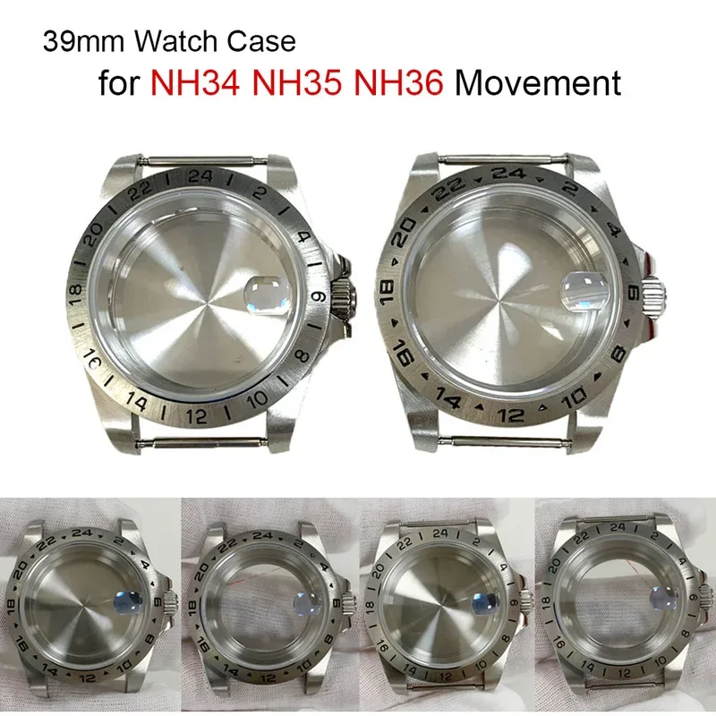 for NH35 NH36 39mm Solid/Clear Bottom Watch Case Sapphire Glass Stainless Steel Cover for Nh34 Movement