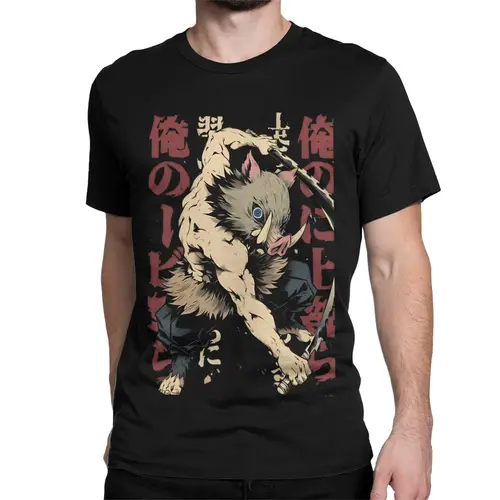 Imagen 2 del producto Inosuke-Camiseta de Demon Slayers para hombre y mujer, camisa informal de Anime japonés Nezuko, camisetas de manga corta con cuello redondo, ropa de algodón puro 6XL