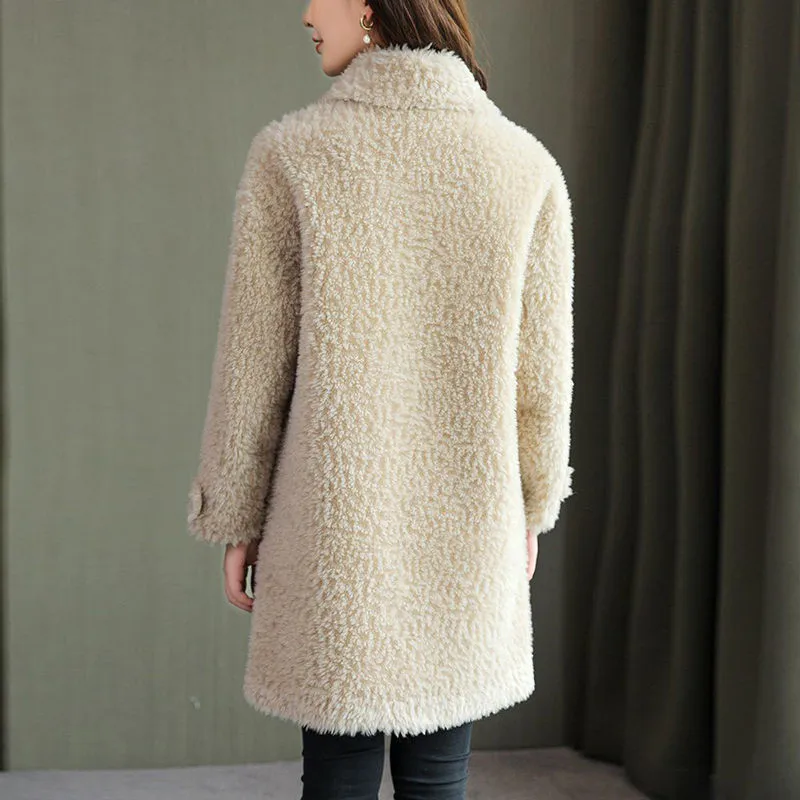 Cappotto invernale per donna giacca di pelliccia di tosatura di pecora di lusso femminile moda coreana cappotto di pelliccia di pile granulare capispalla lungo da donna 535