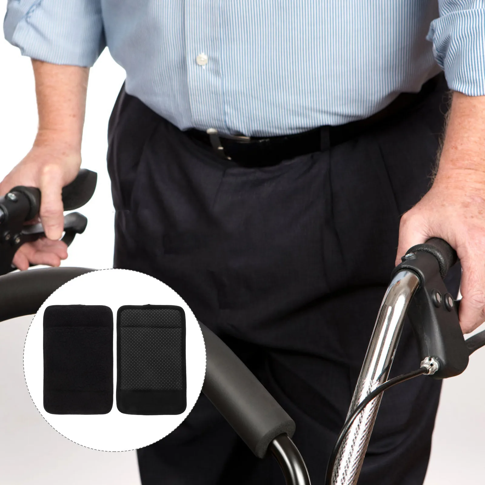 

1Pair Non-Slip Walker Handle Grips Cushions Foldable Wheelchair Armrest Pads Comfortable Elbow Support Mobility Aid