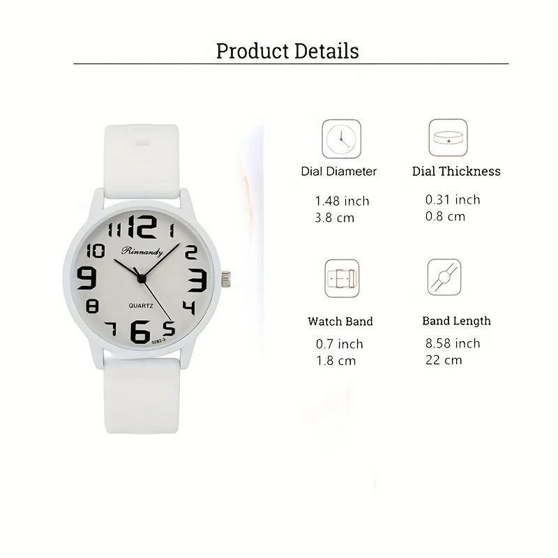 Casual Round Pointer Quartz Watch Analog Silicone Wristwatch For Women Girls Students