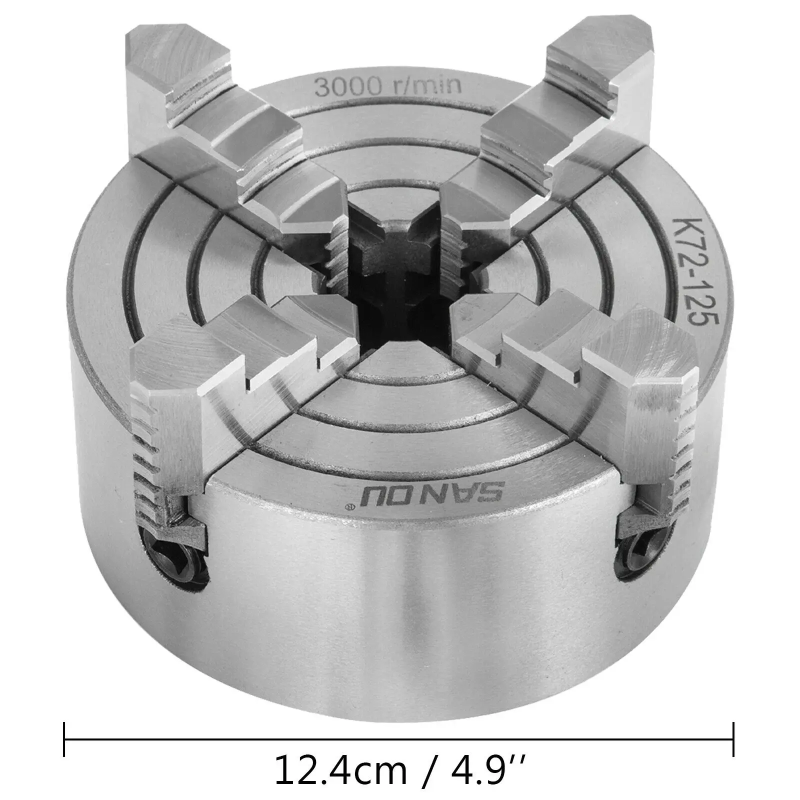 SucceBuy K72-125 Klauwplaat 5 Inch 4-Jaw Onafhankelijke Omkeerbare Kaak Metalen Klauwplaat Draaimachine Accessoires, Draaibanken Gebruik