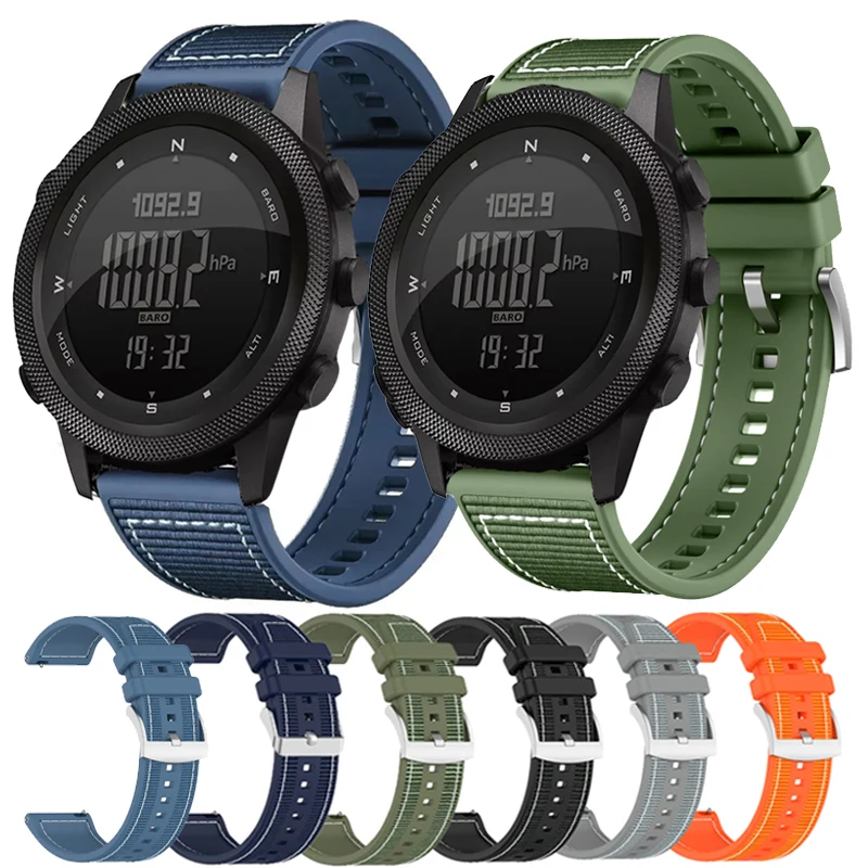 22mm Composite Slicone Band For NORTH EDGE APACHE-46 Smartwatch Sport Nylon Watchband For NORTH EDGE APACHE-46 Bracelet Strap