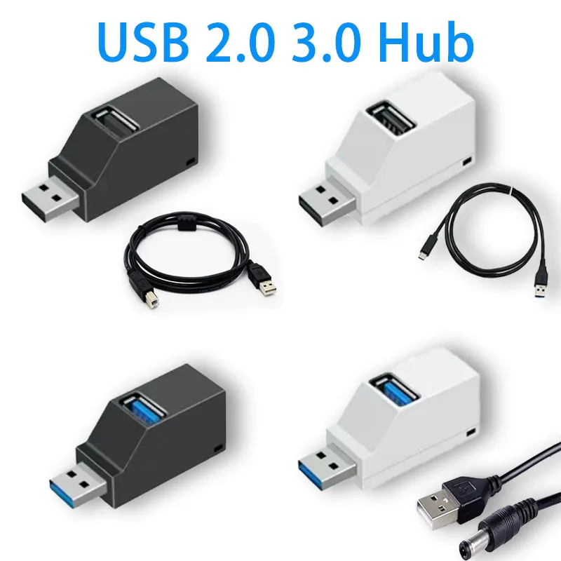 USB 3.0 HUB-Adapter, USB 2.0-Extender, 3 Anschlüsse, USB-Hub, Hochgeschwindigkeits-Datenübertragung, tragbare USB-Splitter-Dockingstation für PC und Laptop