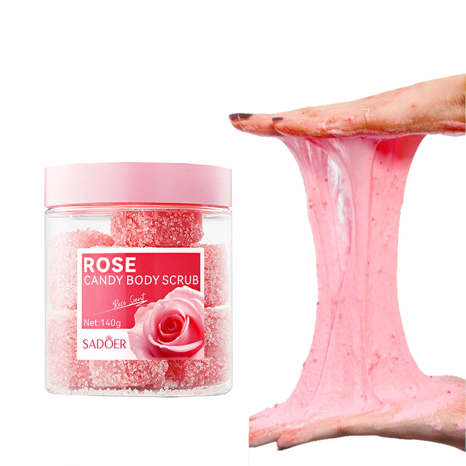 

Скраб для тела с розовым сахаром и клубникой, 150 г, отшелушивающий увлажняющий скраб для тела, сахарный скраб, увлажняющий, гладкий, очищающий кожу