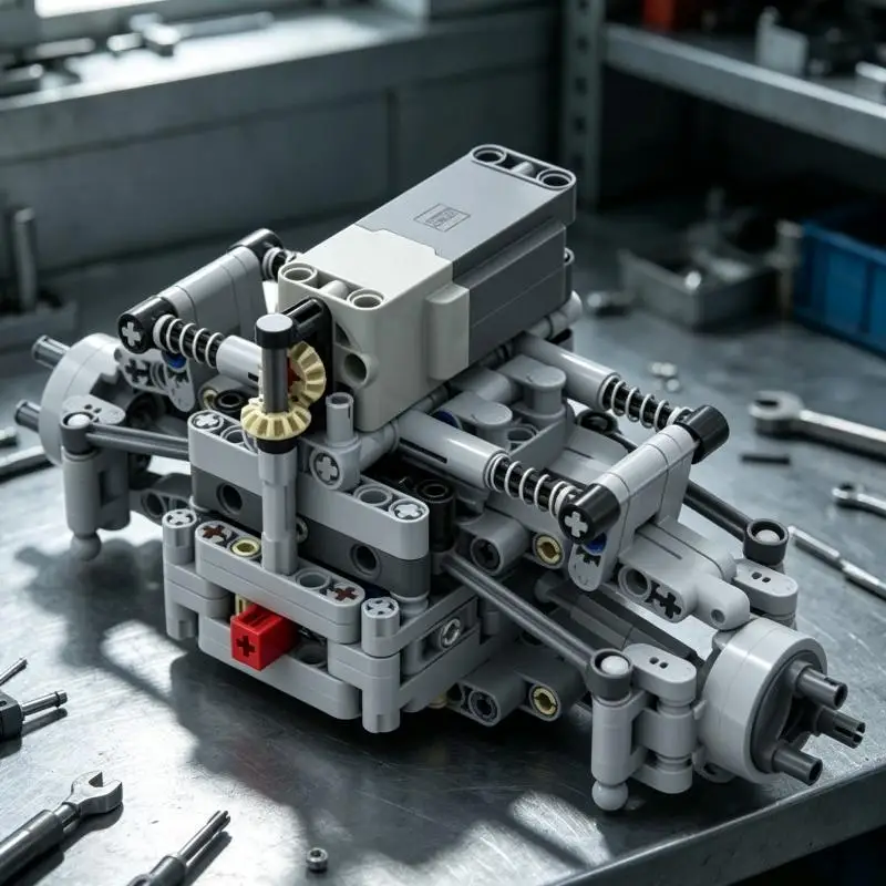 MOC Building Blocks Front Axle Differential Technic Style Mechanical Parts DIY Assembly Brick Set Desktop Collectible Display