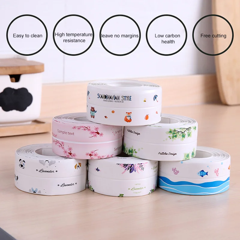 PVC Sealing Strip Tape Bathroom Bath Toilet Caulk Tape Self Adhesive Waterproof Mildew Proof Tapes For Kitchen Sink Wall Corner