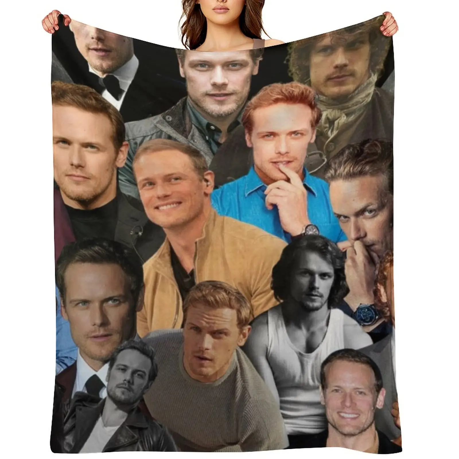 

sam heughan photo collage Throw Blanket Hairys Tourist Decoratives Hair Blankets