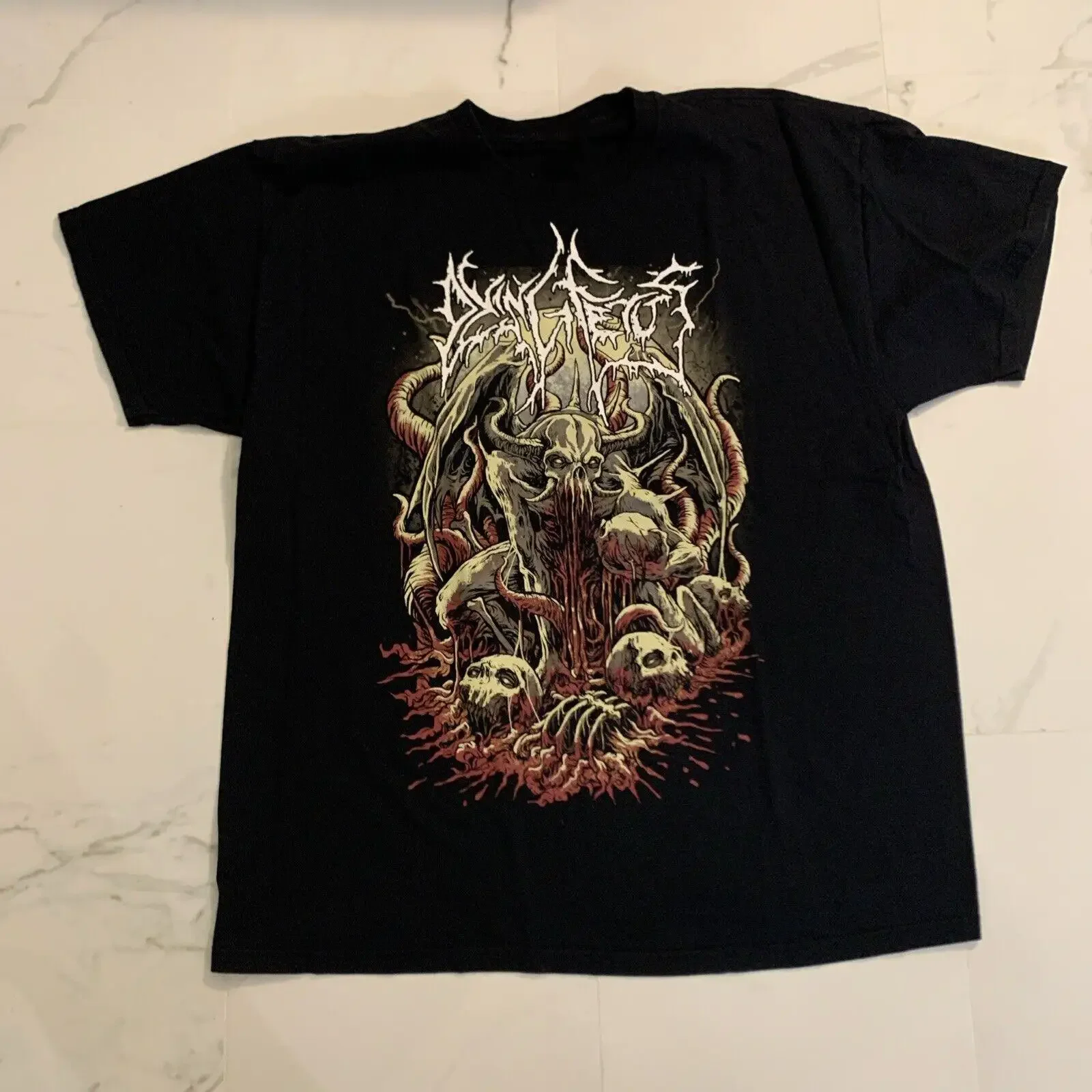 Band Dying Fetus Tour T Shirt S 5XL GS277 vintage Washed Slightly homme graphic Unisex Versatile designer clothes Stylish