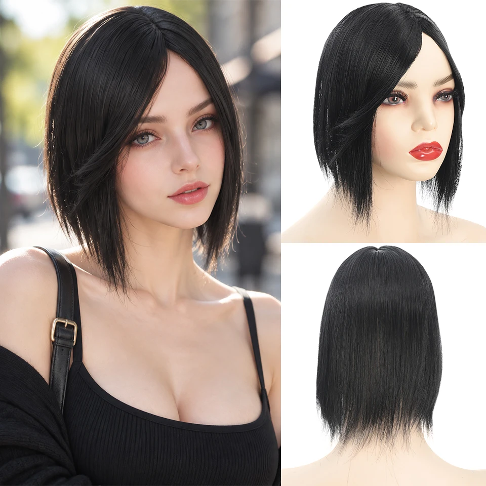 Synthetic Hair Topper 3D Middle Eight Part Bangs Wig With Natural Fluffiness Hair Extension For Daily Party Vacation Festival