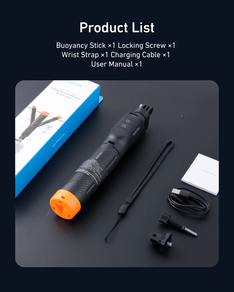 Telesin onderwater selfie stick statief met afstandsbediening_voghion.com