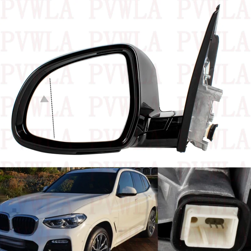 

Car Rearview Mirror For BMW X3 G01 G08 2018 2019 2020 2021 Left 3Pin White Heated Power adjust Blind Spot Power Fold Turn lamp