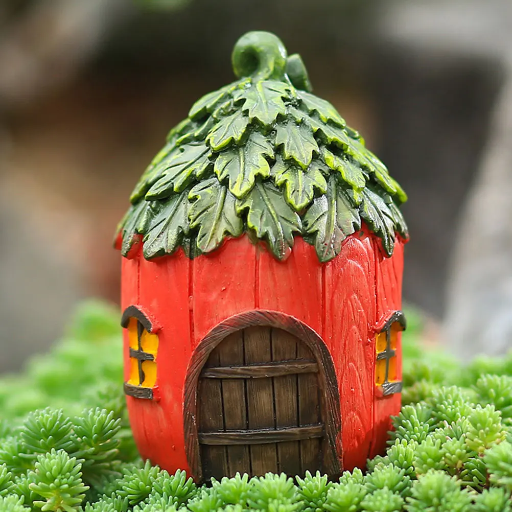 

4 Pcs Resin Miniature House Garden Decoration Creative nament Artware L scaping Model Fairy Craft Desktop Waterproof Durable