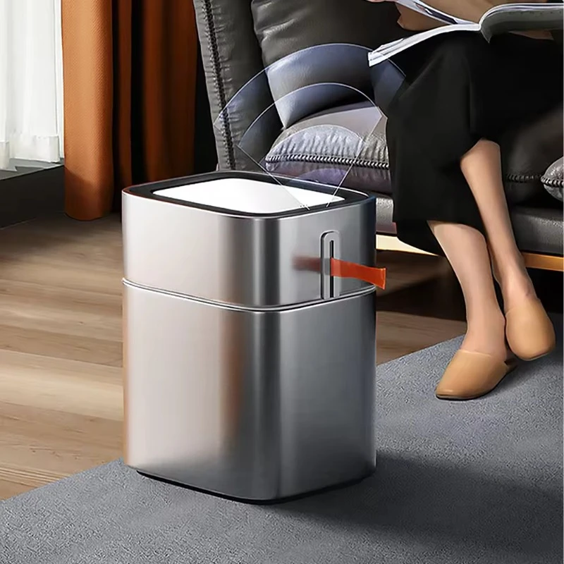 

stainless steel automatic smart waste bins rectangular mini trash can sensor garbage bin touchless luxury dustbin