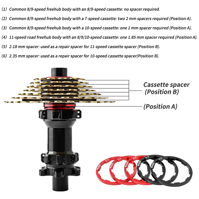 MUQZI MTB Road Bike Hub Washer 1mm 1.5mm 1.85mm 2mm 2.18mm 2.35mm 2.5mm Gasket For 7 8 9 10 11 12 Speed Cassette Flywheel Spacer