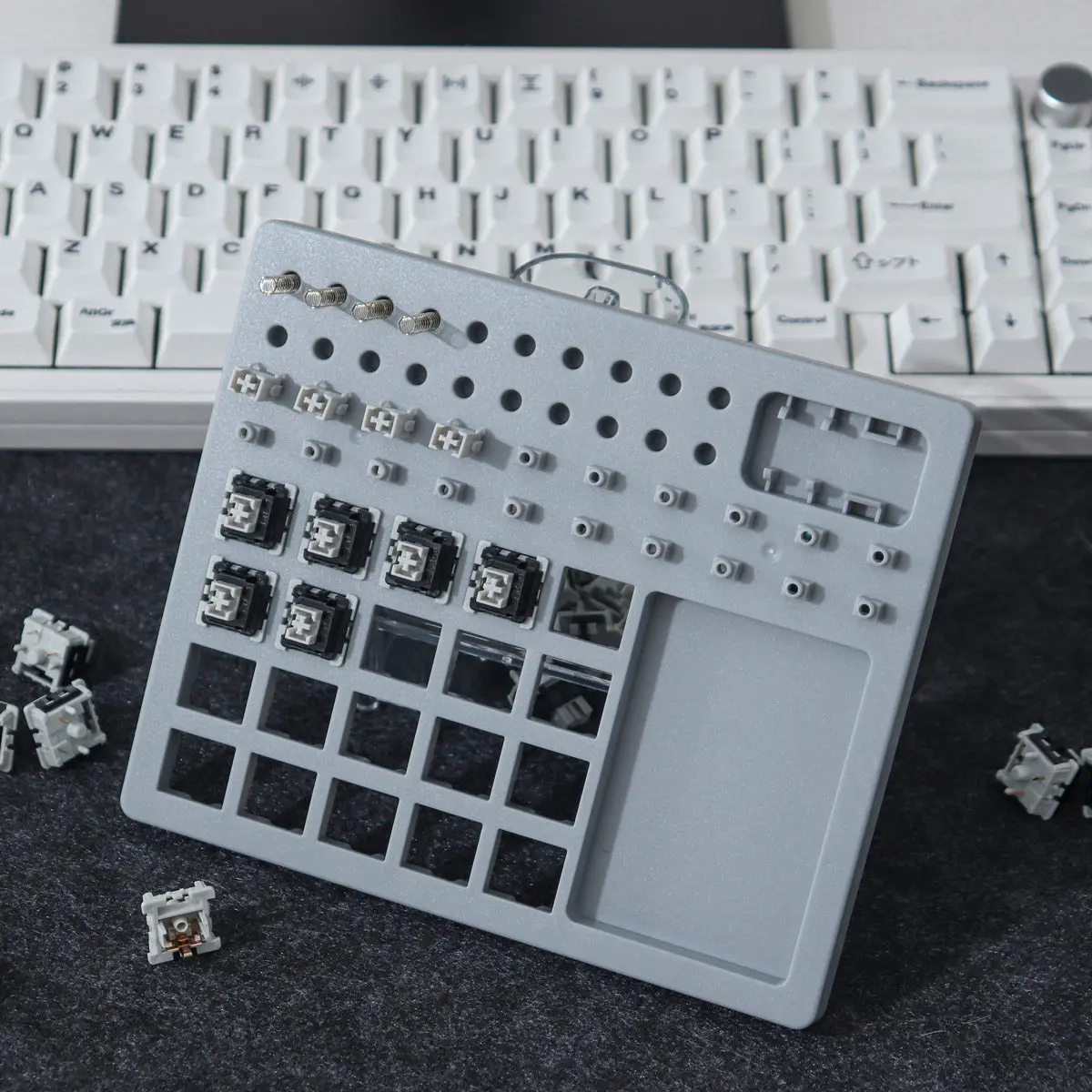 Graue Tastaturschalter-Schmierstation, Schalter-Schmierplatte, Schalter-Schmiermittel, Werkbank-Schalter-Schmierplattform, Schalter-Testpad
