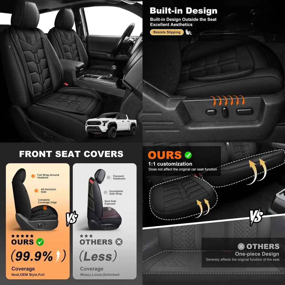 

Чехлы на сиденья подходят для Tacoma: 2024 2025 2026 — Полный комплект чехлов на автомобильные сиденья, подходят для Toyota Tacoma — грузовой пикап с двойной/кругленной кабиной SR SR5