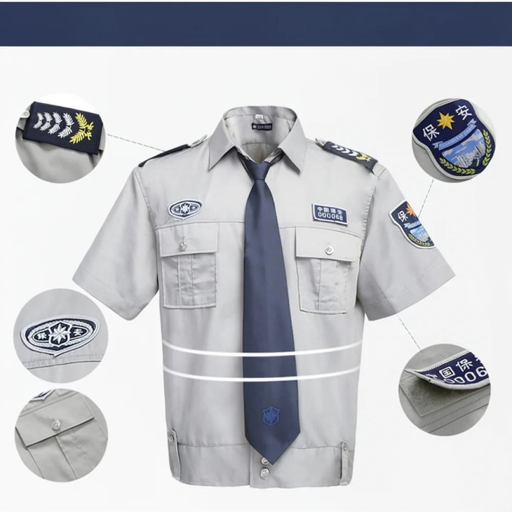 Breathable Security Work Uniform Shirt Long Sleeve Quick Dry Professional Property Guard Staff Men Patrol Daily Apparel