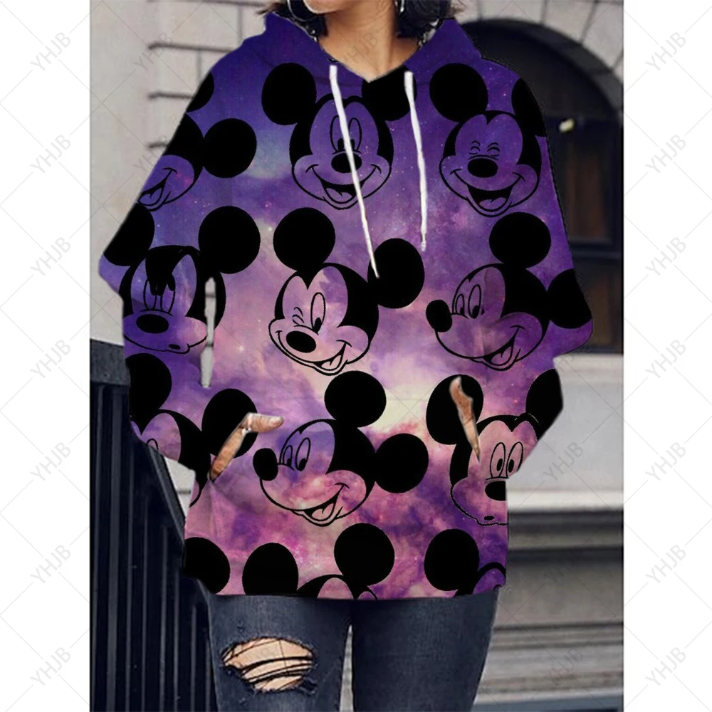 2024 Disney Mickey Mouse Women\'s Hoodie Fashion 3D Printed Sweatshirt Children\'s Long Sleeve Cartoon Animation Hoodie