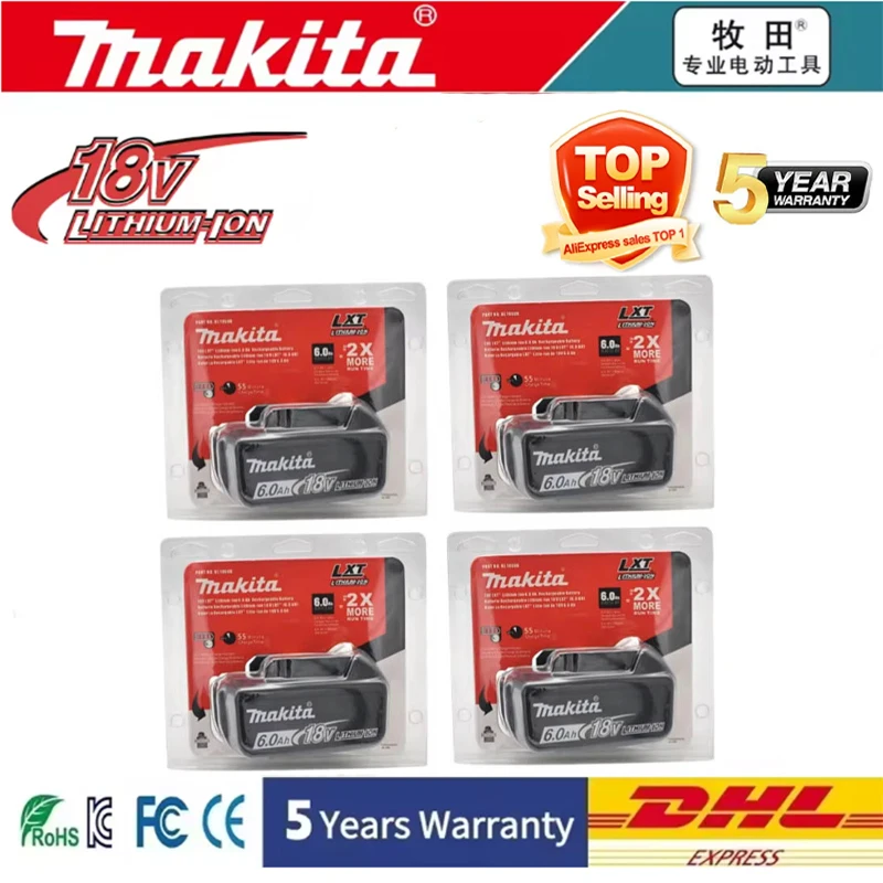 100% original Makita 6.0Ah 18V Rechargeable Battery forMakita 18V DDF487 DTW300 DJR189 BL1840 BL1840B BL1850 BL1850B Power Tools