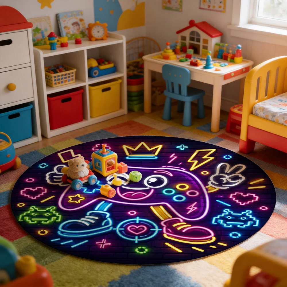 Retro Video Game Controller Gaming Mat for Gamer Room Floor Rug Fun Arcade Style Playmat